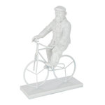 Paris Prix Statuette Déco  Singe Vélo  25cm Blanc