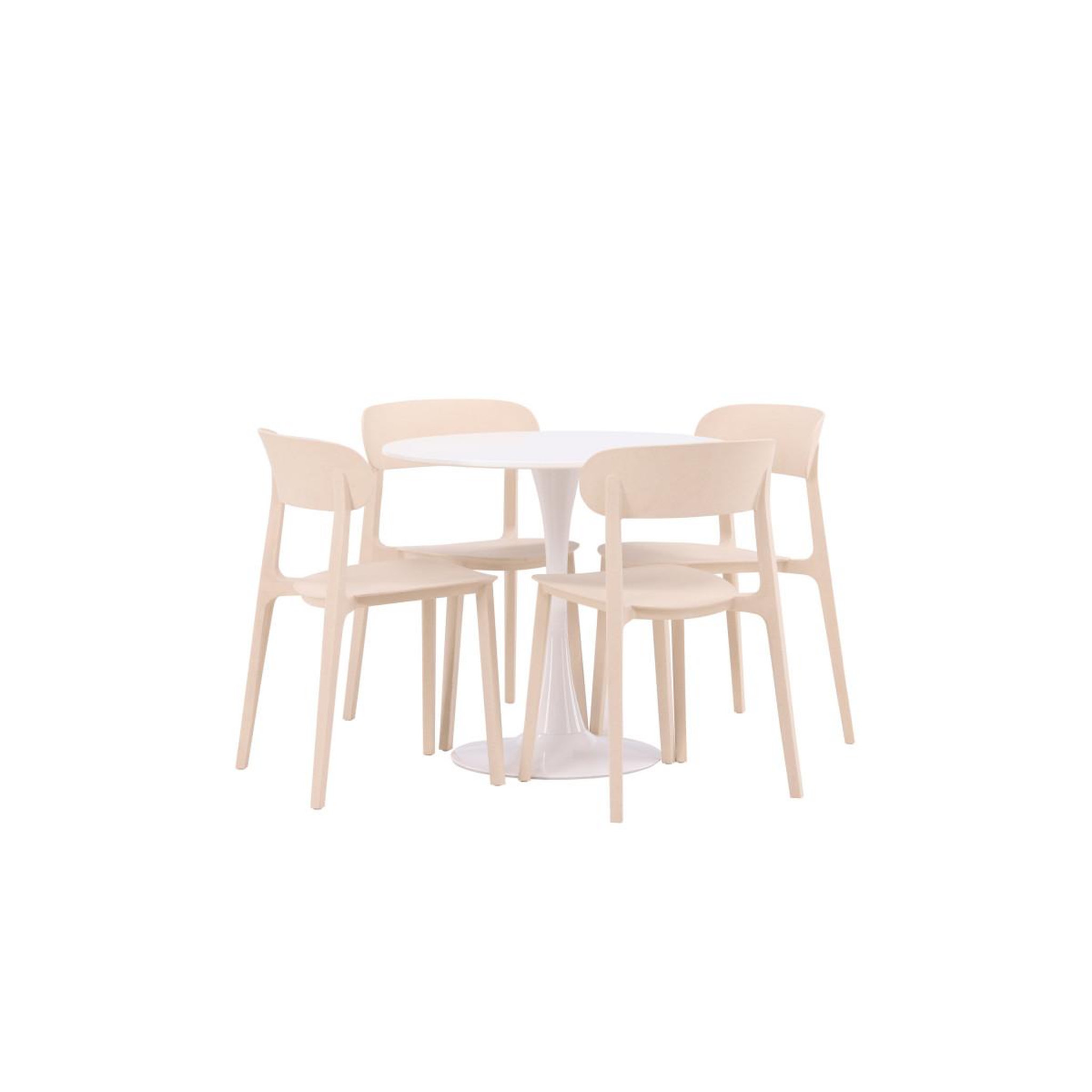 Voir la diapositive 3 : Paris Prix Ensemble table à manger & 4 chaises  hamden & astol  80cm blanc & beige