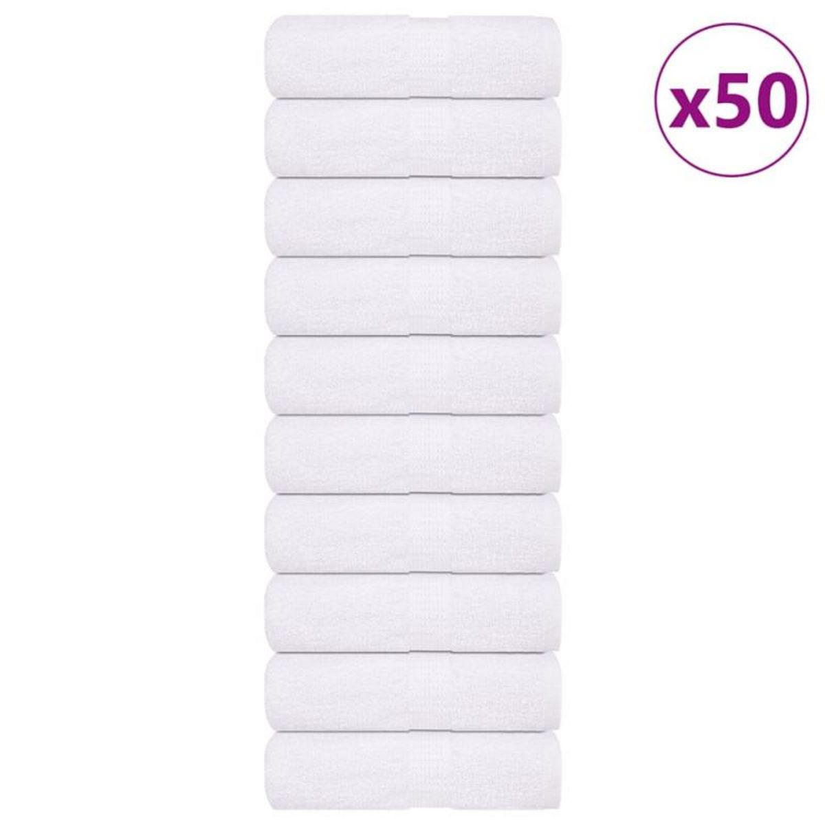 VIDAXL Gants de toilette 50 pcs blanc 15x21 cm 360 g m² 100% coton