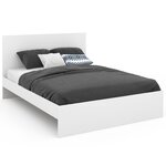 ID MARKET Lit double OMAHA avec tête de lit et sommier 140 x 190 cm blanc