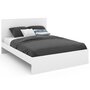 Voir la diapositive 1 : ID MARKET Lit double OMAHA avec tête de lit et sommier 140 x 190 cm blanc