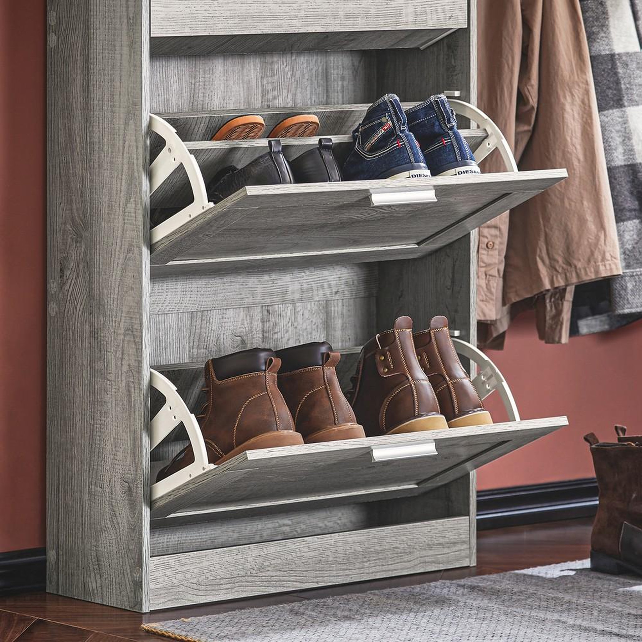 Voir la diapositive 4 : SOBUY SoBuy - Meuble À Chaussures à 3 étagères - Rustique - FSR137-L