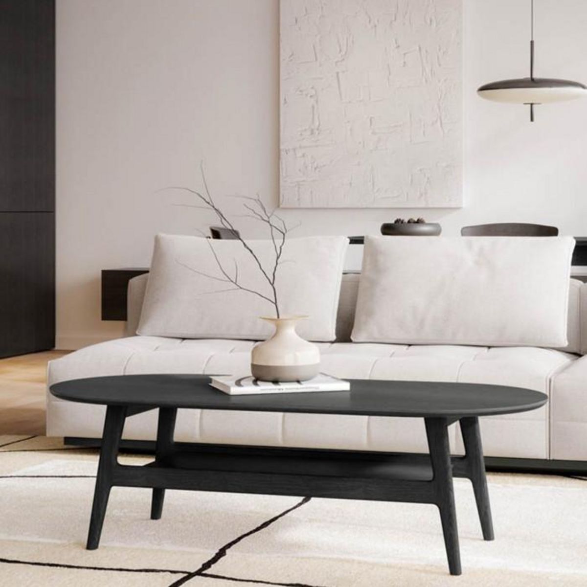 Paris Prix Table Basse en Bois  Courbée  130cm Noir