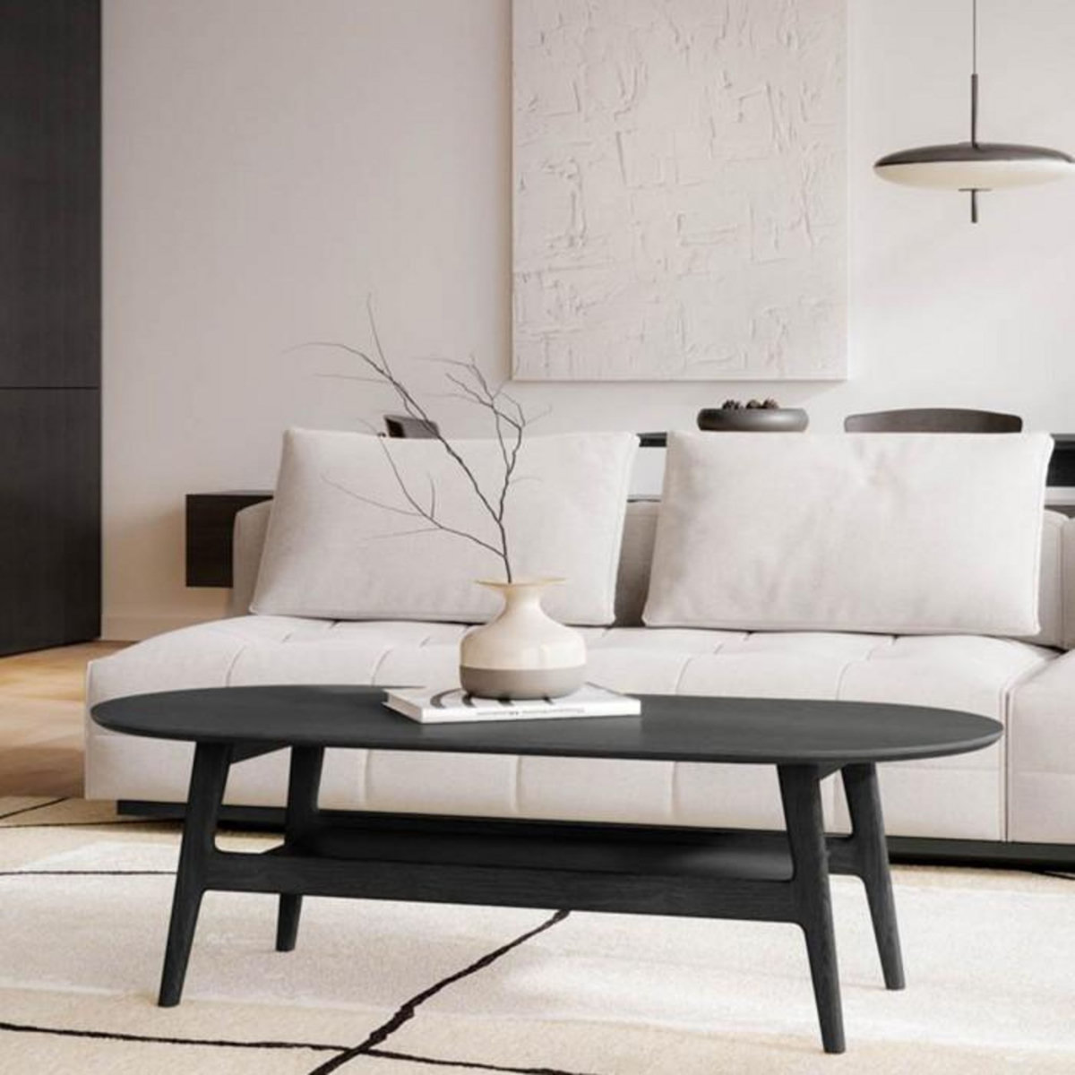 Paris Prix Table Basse en Bois  Courbée  130cm Noir