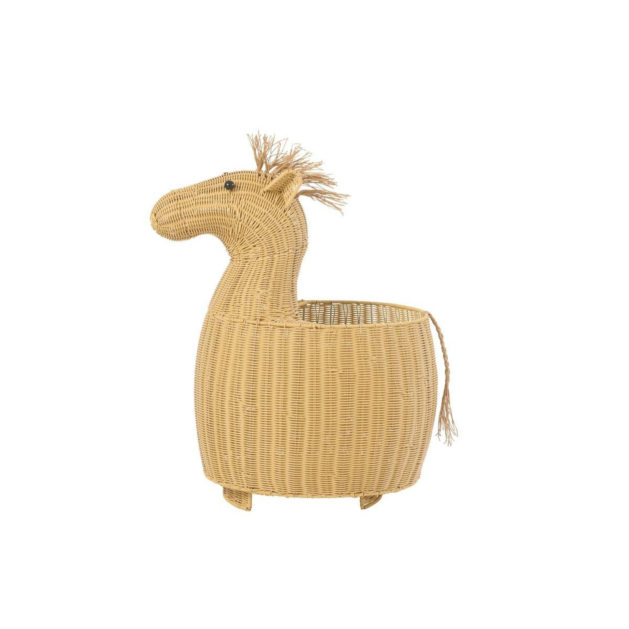 Voir la diapositive 2 : J-LINE Panier de Rangement Enfant  Cheval  79cm Naturel