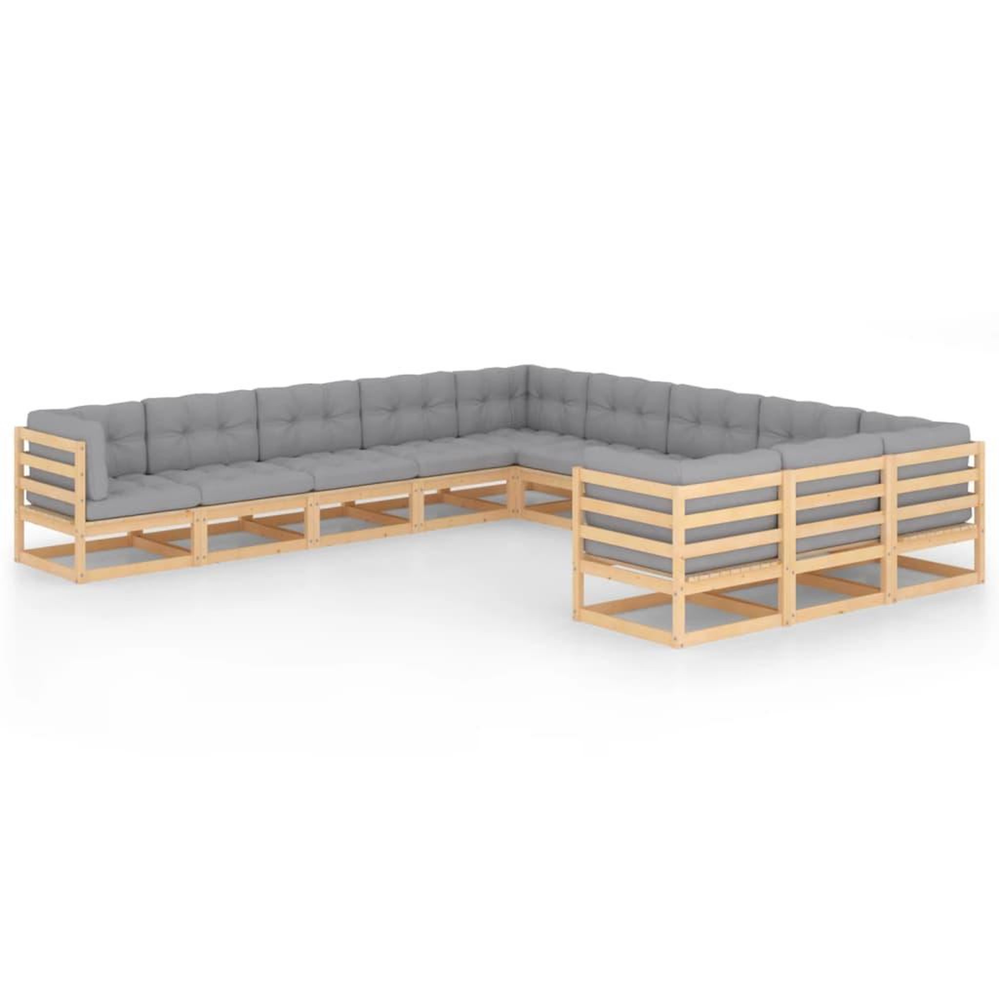 Voir la diapositive 1 : VIDAXL Salon de jardin 11 pcs avec coussins Bois de pin massif