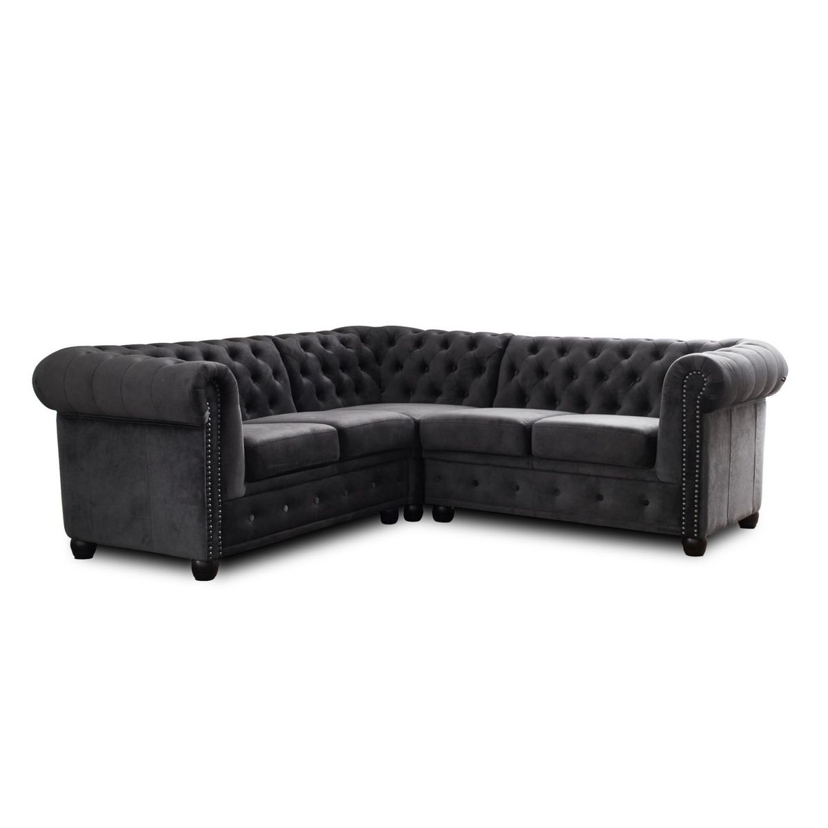 LISA DESIGN William - canapé chesterfield d'angle réversible - 5 places - en velours