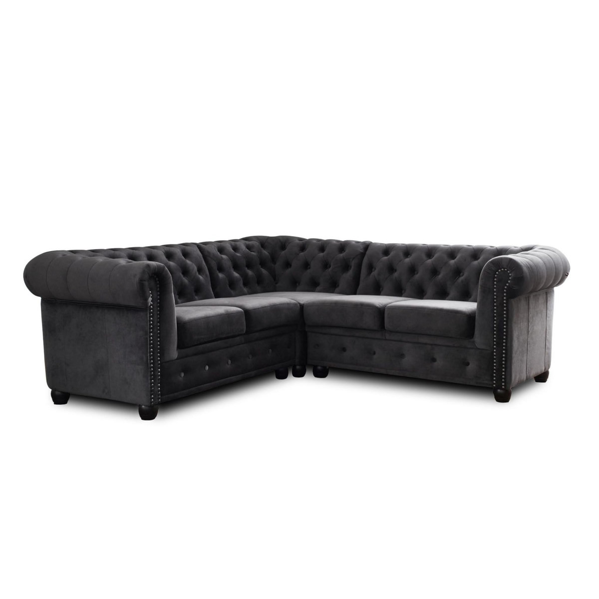LISA DESIGN William - canapé chesterfield d'angle réversible - 5 places - en velours