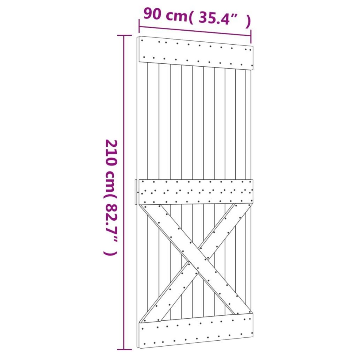VIDAXL Porte coulissante et kit de quincaillerie 90x210 cm pin massif