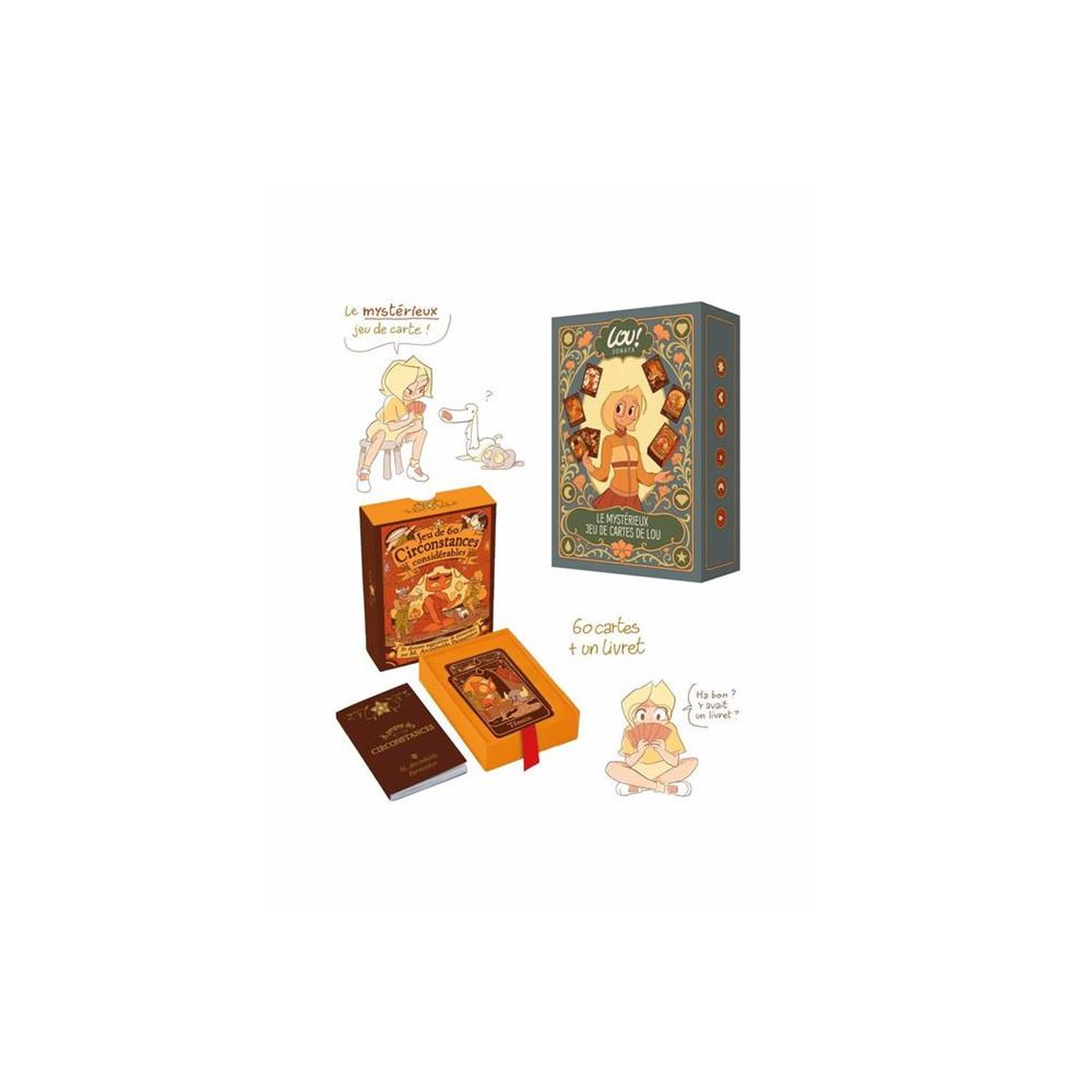 Jeu de cartes Coffret Le mystérieux jeu de cartes de Lou ! 60 circonstances, 5 protocoles, français