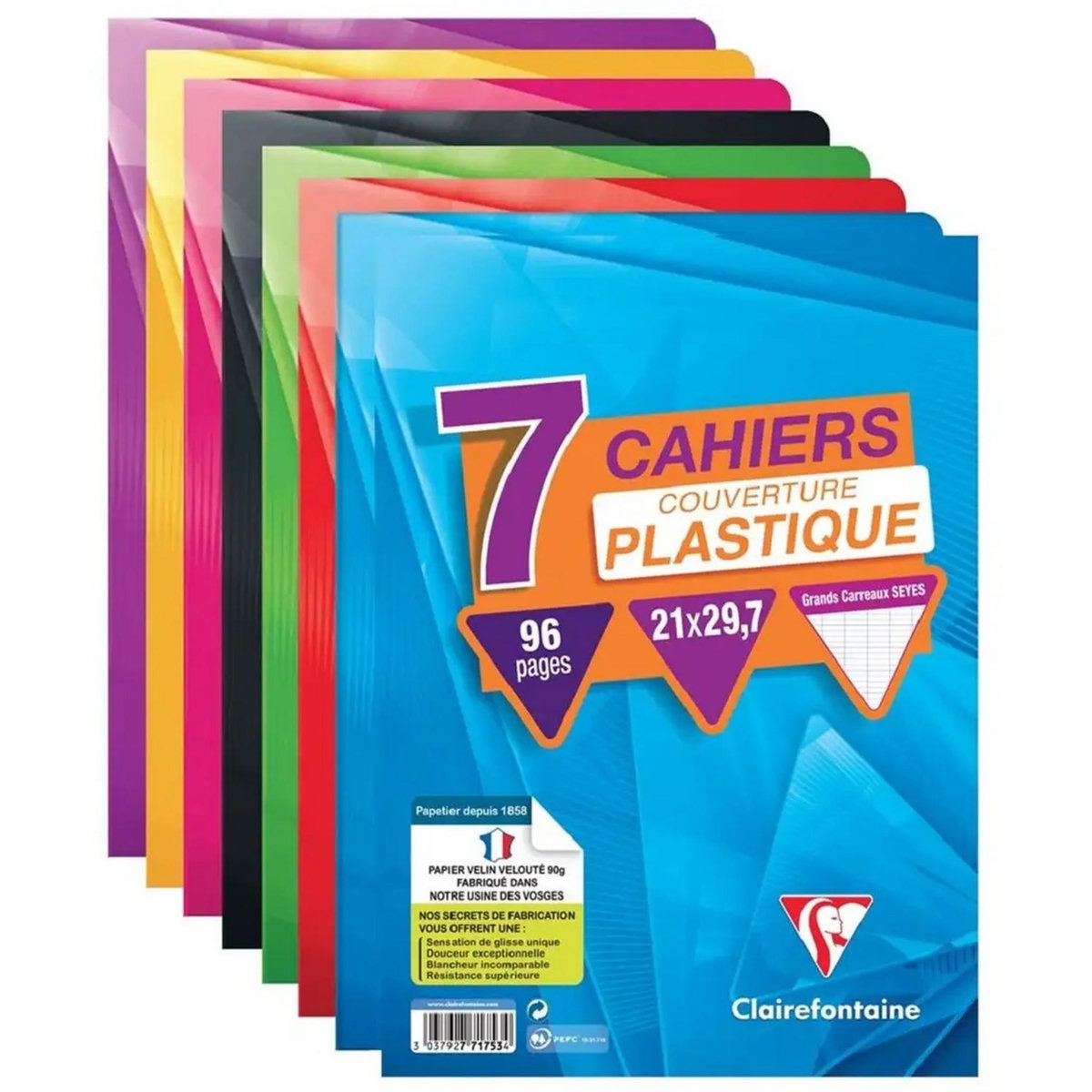 Clairefontaine 83544C - Genaaid notitieboek - cacaoschaalpapier kaft - A4 21x29,7cm - 148 gelinieerde pagina's met marge - 90g ivoor papier - Jeans&Cocoa Collectie - 3 Visuals -willekeurige levering