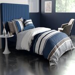 ATELIER DU COTON Parure housse de couette 100%coton 57fils belize. Coloris disponibles : Bleu