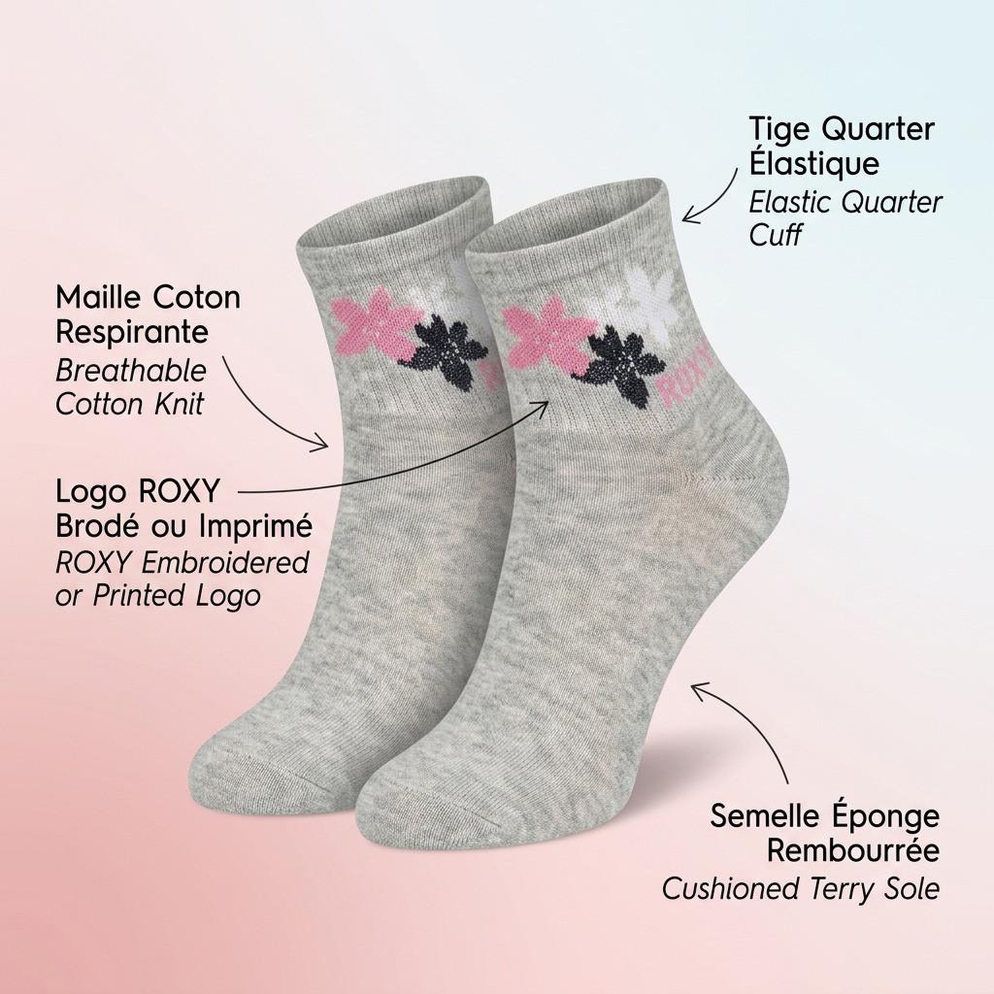 Voir la diapositive 5 : ROXY Roxy chaussettes fille sneaker pack 6 (lot) - coton respirant