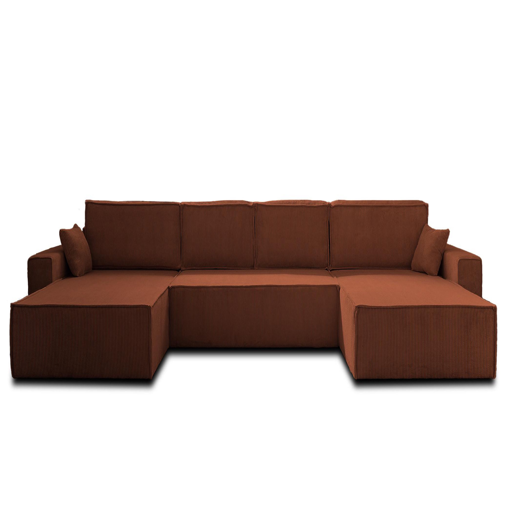 Voir la diapositive 1 : BEST MOBILIER Dellia - canapé panoramique en u - 7 places - convertible - avec coffre - en velours côtelé