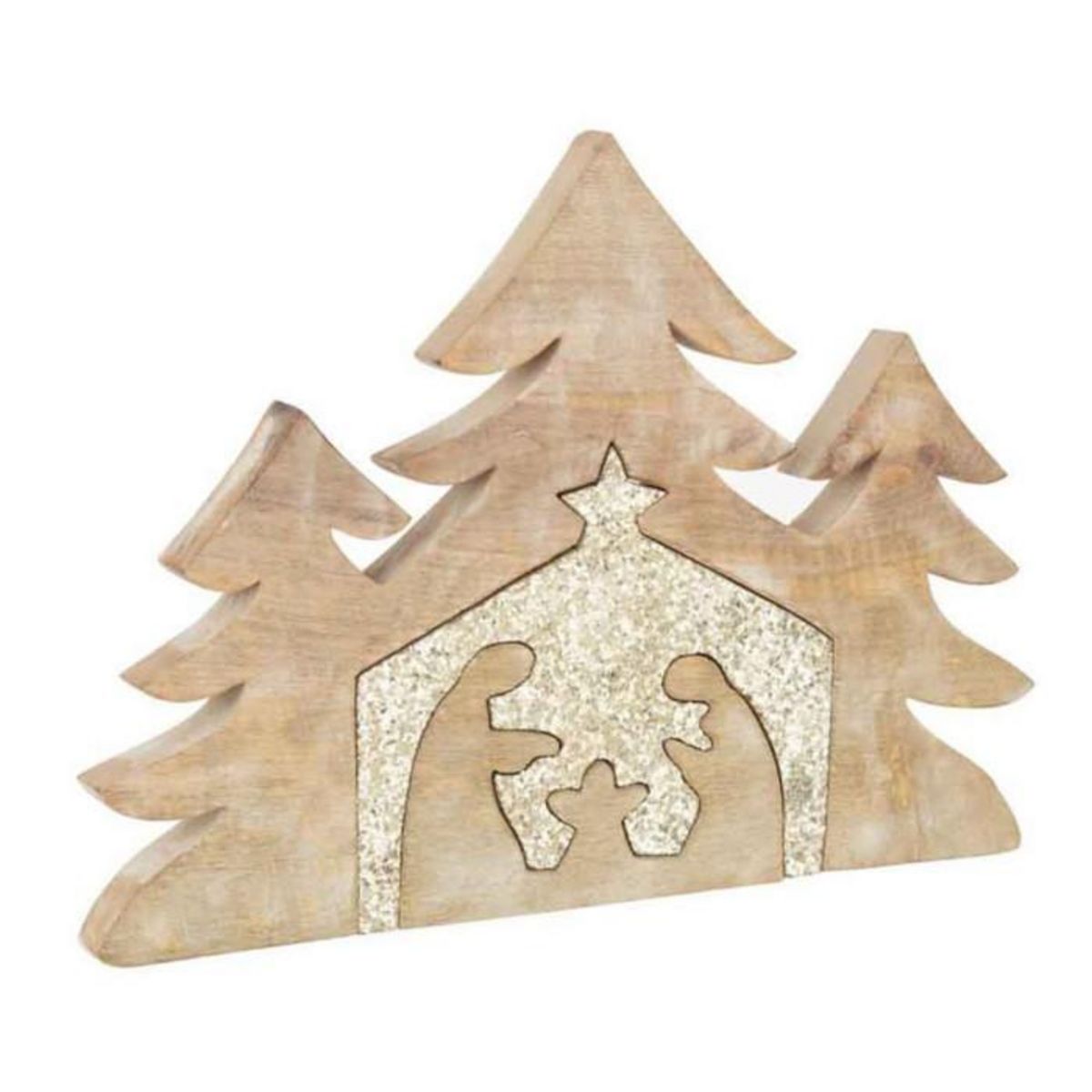 Paris Prix Statuette Déco Bois  Puzzle Nativité  54cm Or