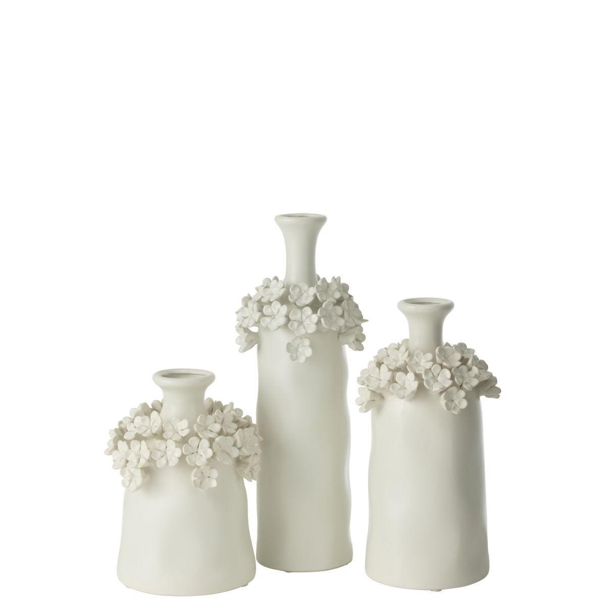 Voir la diapositive 2 : J-LINE Vase fleur en céramique  yucca  31cm blanc