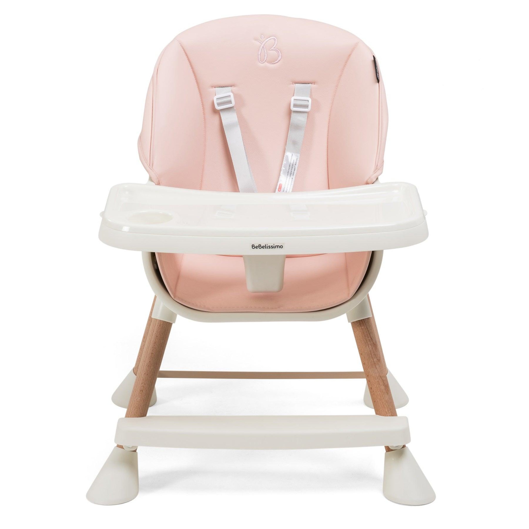 Voir la diapositive 3 : BEBELISSIMO Bebelissimo - Chaise haute bébé 5 en 1 - Evolutive - Réglable - bois de Hêtre - PVC cuir - rose - BZ -511 - new design