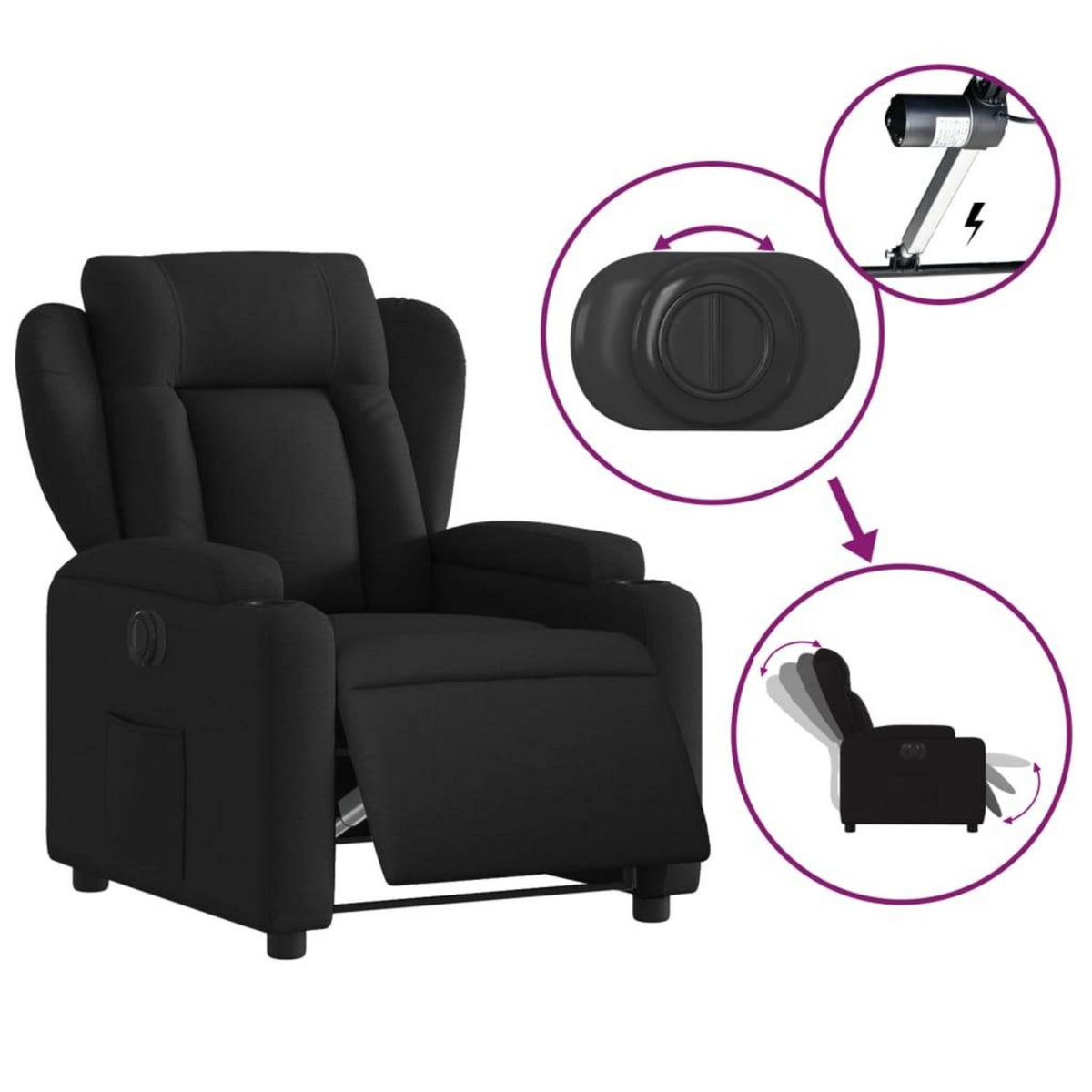VIDAXL Fauteuil inclinable electrique Noir Tissu