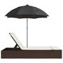 Voir la diapositive 5 : VIDAXL Chaise longue double avec coussins et parasol marron poly rotin