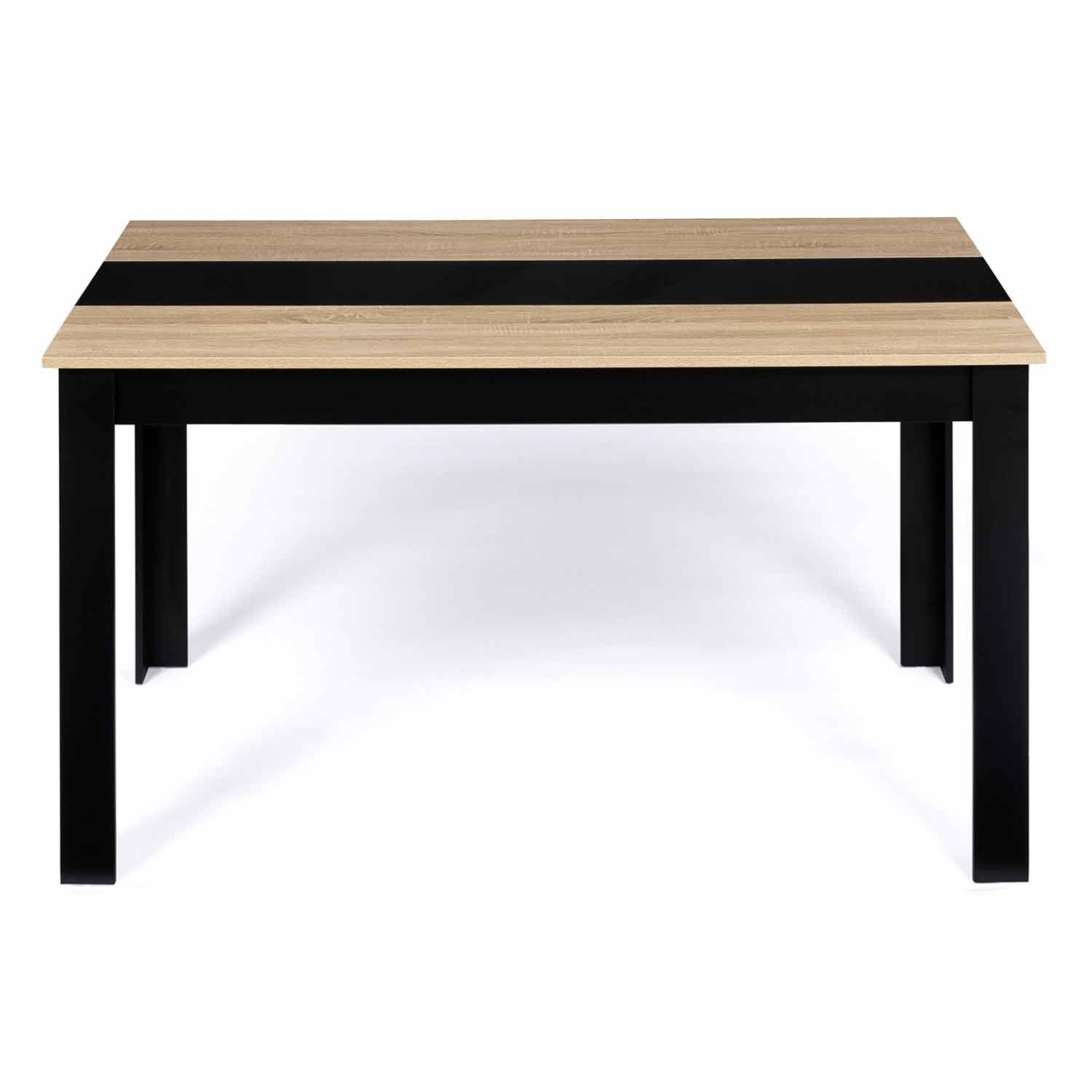 Voir la diapositive 4 : ID MARKET Table à manger rectangle georgia 6 personnes noire et imitation hêtre 140 x 80 cm