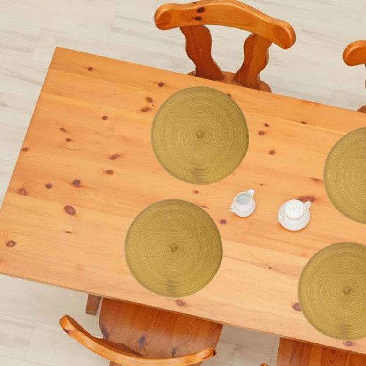 SECRET DE GOURMET Lot de 2 sets de table Tressés Ronds - Diam. 38 cm - Noir