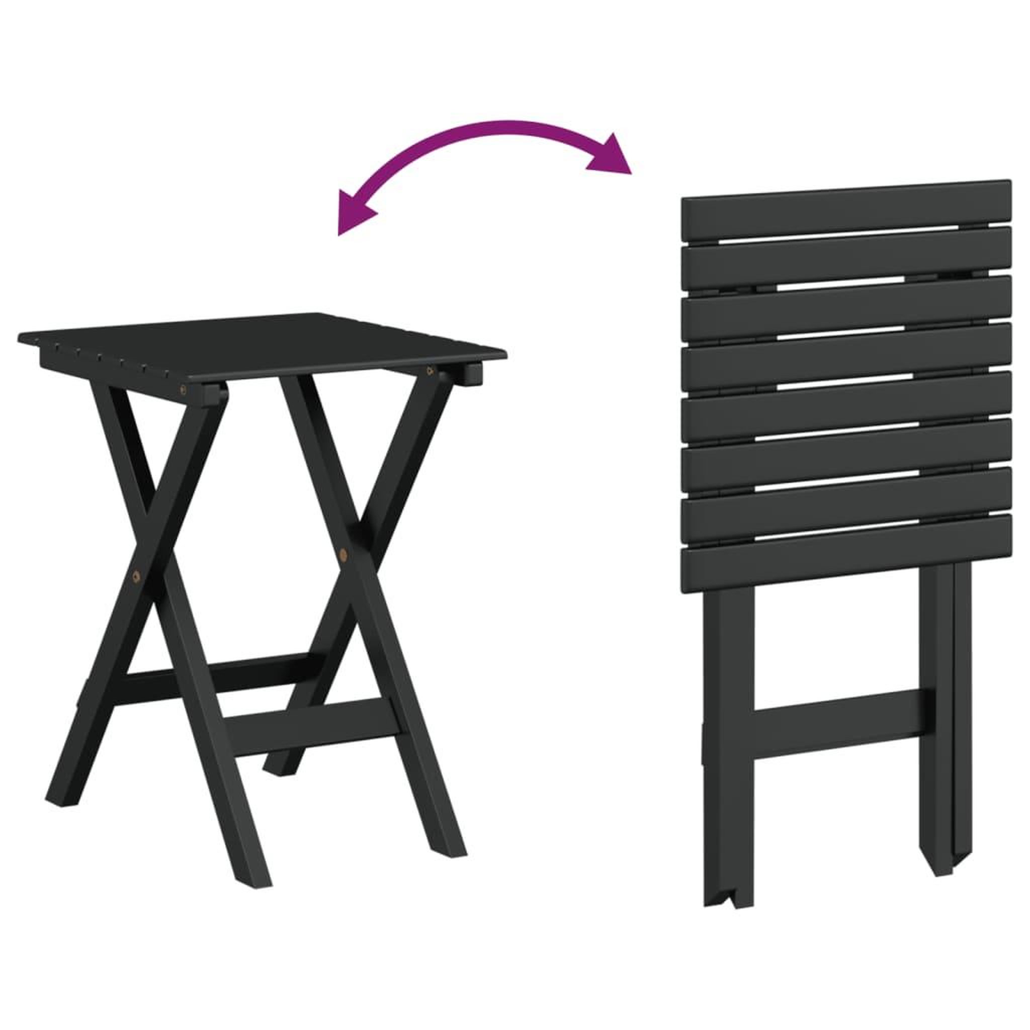 Voir la diapositive 5 : VIDAXL Chaises a bascule lot de 2 table pliable noir massif peuplier