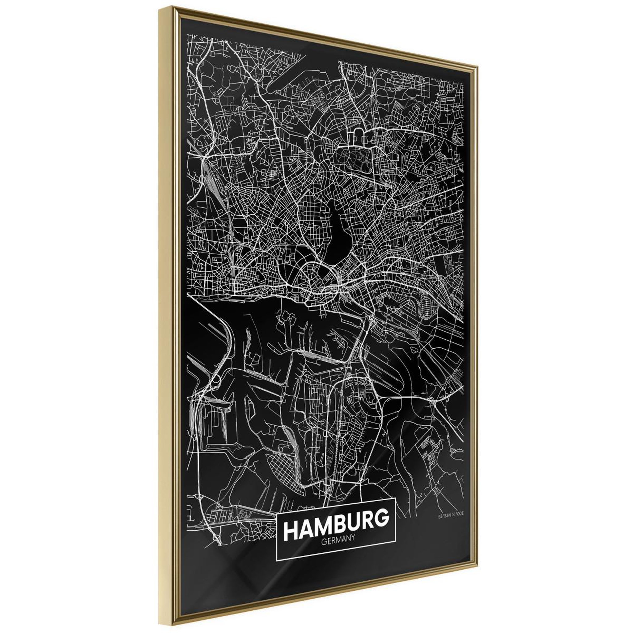Voir la diapositive 1 : Paris Prix Affiche Murale Encadrée  City Map Hamburg Dark