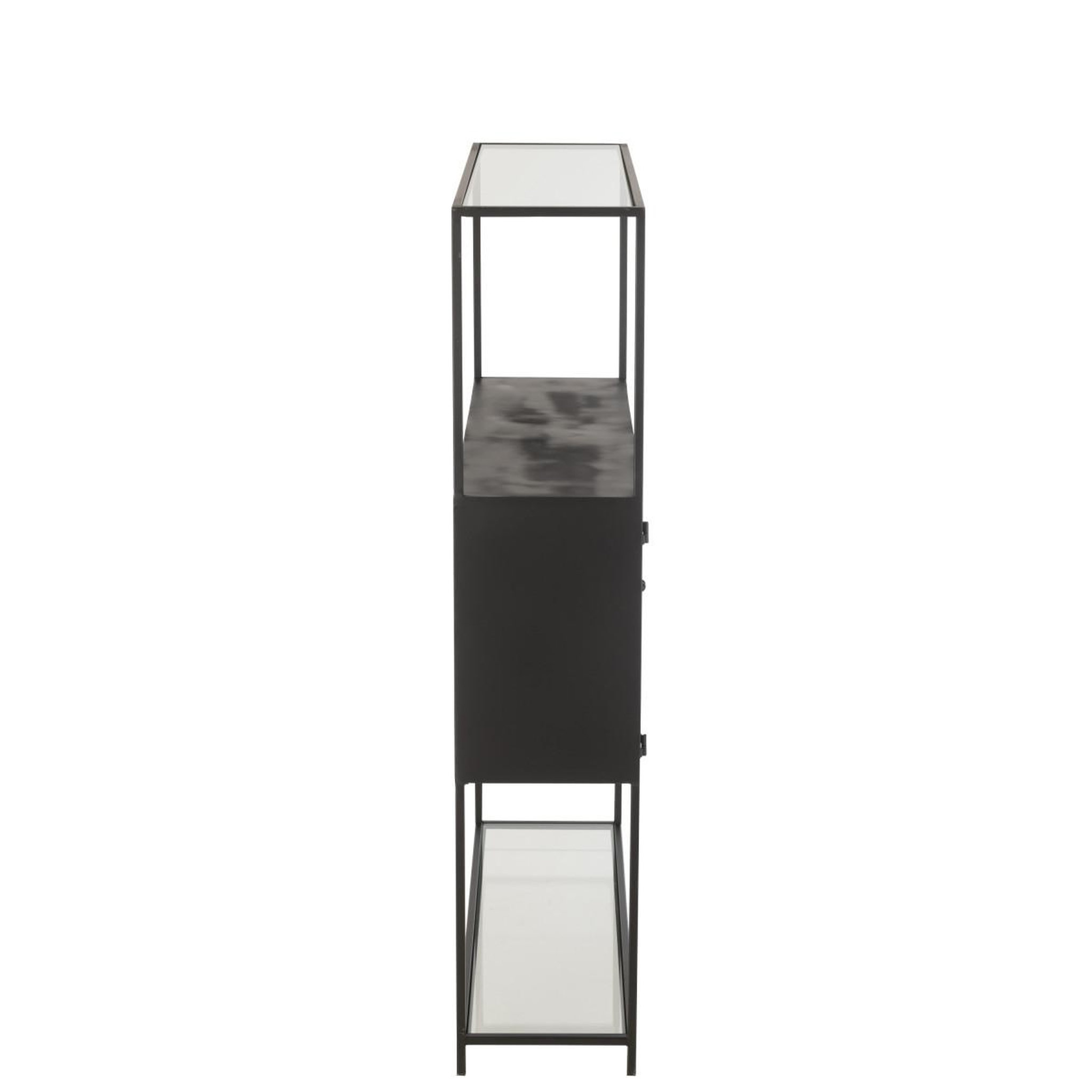 Voir la diapositive 4 : J-LINE Étagère 2 Portes en Métal  Maryanne  126cm Noir