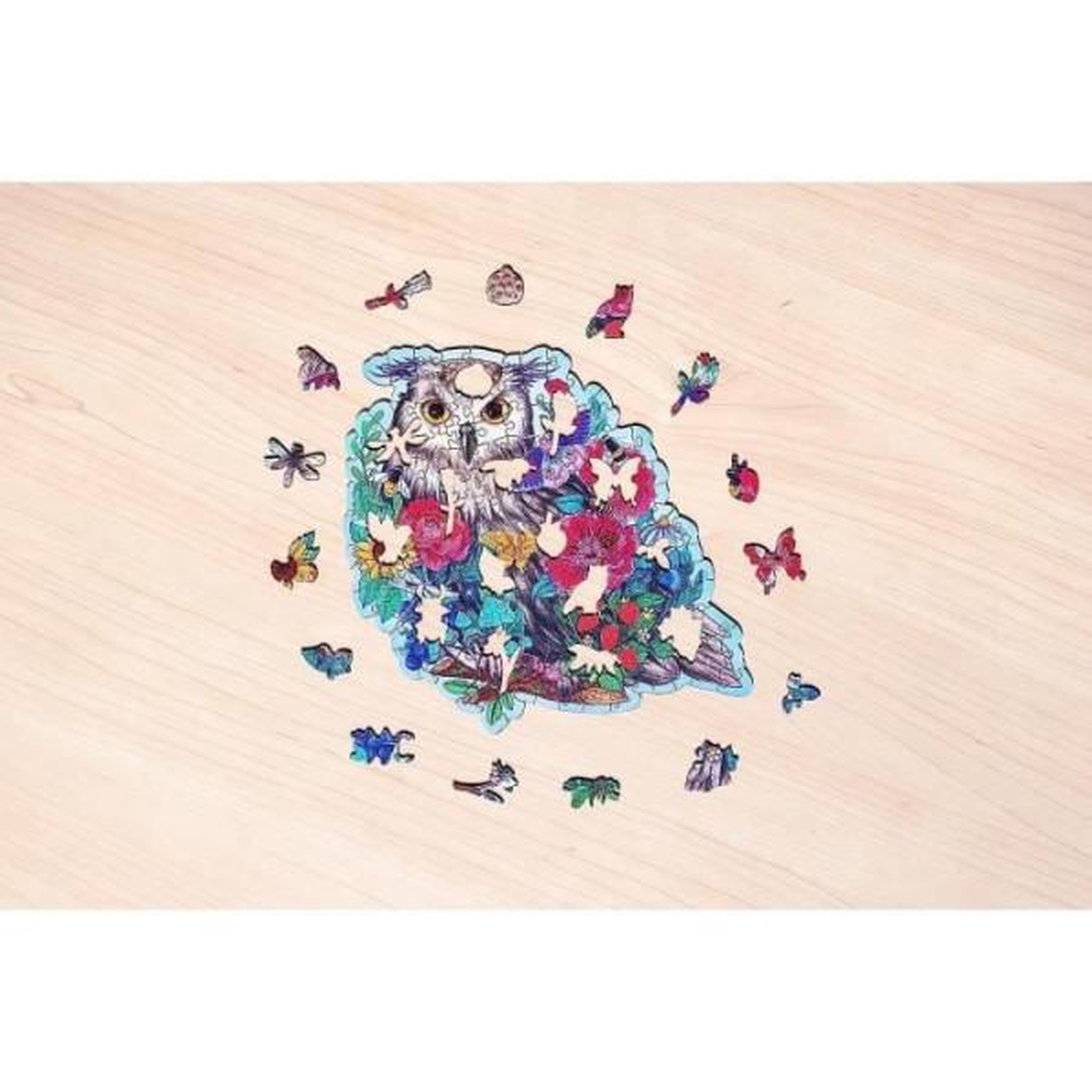 Voir la diapositive 4 : RAVENSBURGER Puzzle en bois 150 pièces – Hibou floral – Illustration artistique nature – Puzzle premium adulte – Ravensburger
