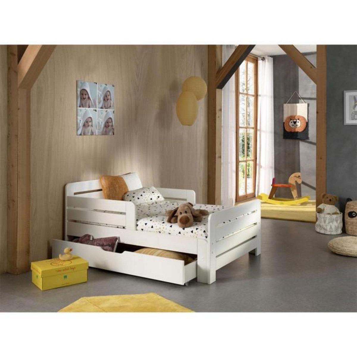 Paris Prix Pack - Lit Évolutif Enfant, Tiroir & Matelas  Jumper  90x140cm Blanc