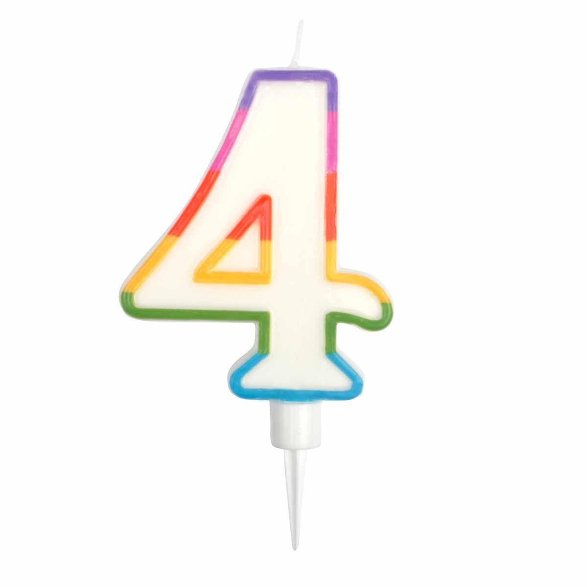 HOMEA Bougie d'Anniversaire  Chiffre 4  10cm Multicolore
