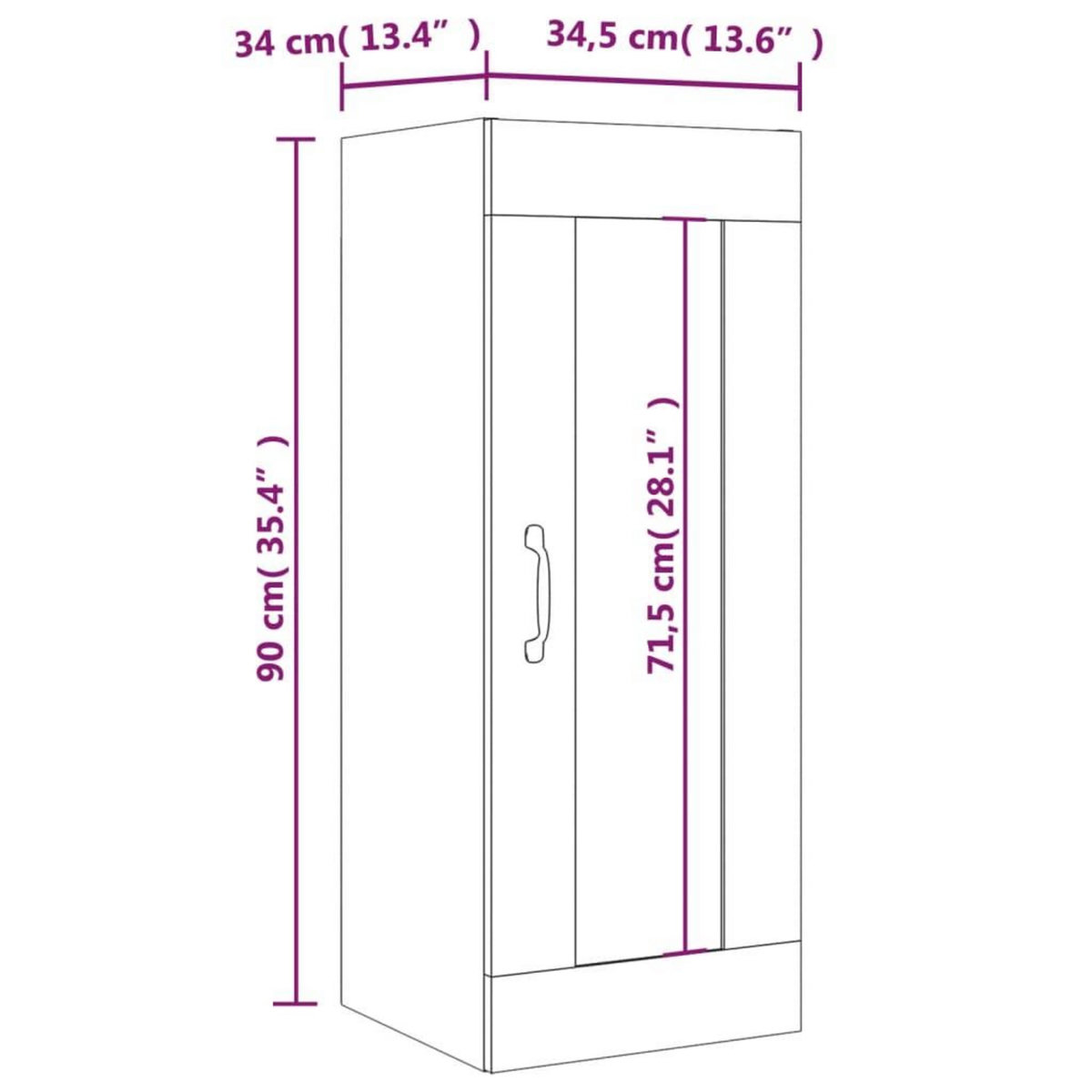 VIDAXL Armoire murale suspendue Sonoma gris 34,5x34x90 cm