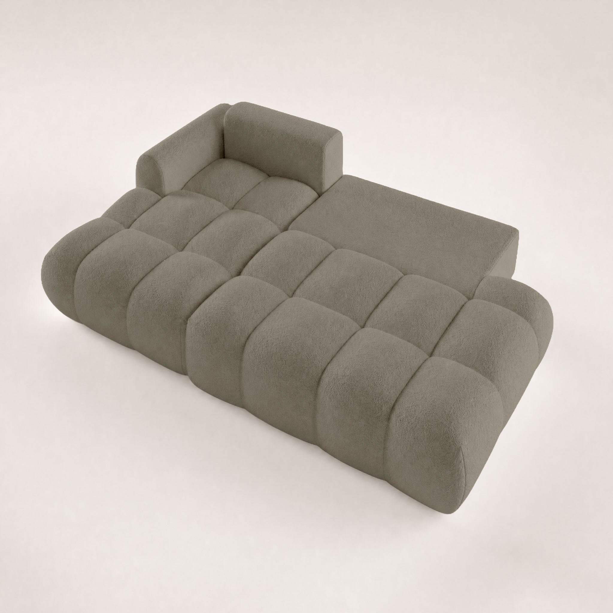 Voir la diapositive 4 : BEST MOBILIER Yulin - canapé d'angle ouvert gauche 4 places convertible avec coffre en tissu bouclette