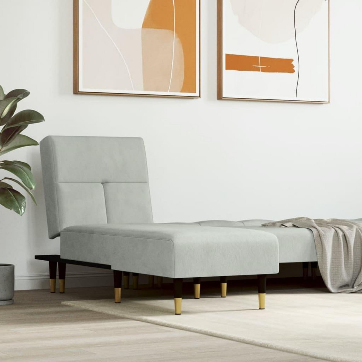 VIDAXL Chaise longue gris clair velours