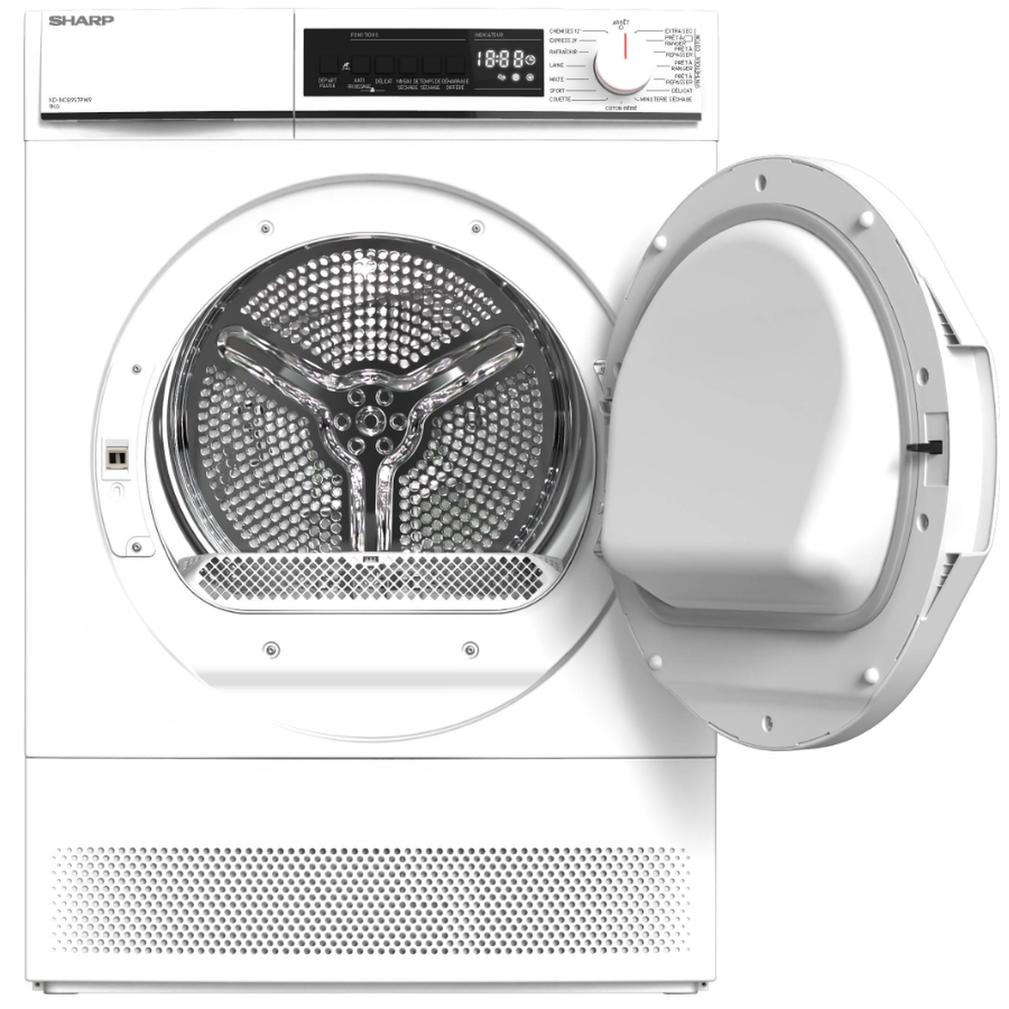 Voir la diapositive 3 : Sharp Sèche-linge frontal à condensation 60cm 9kg - KDNCB9S7PW9