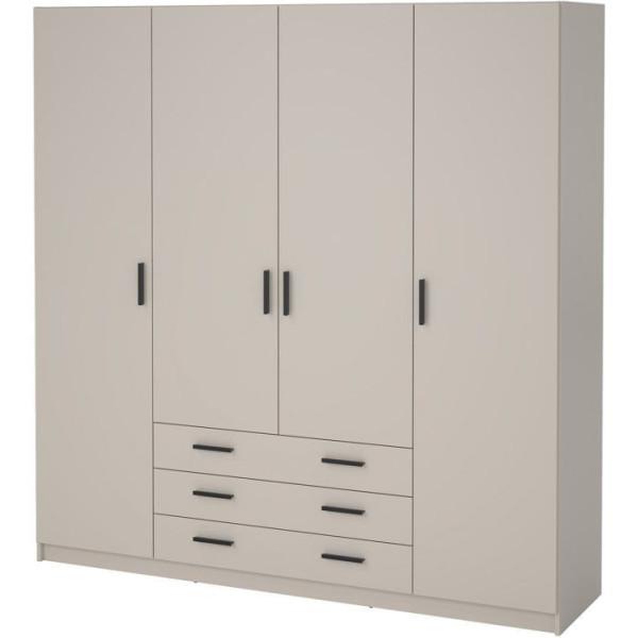 Voir la diapositive 2 : SPRINT Armoire SPRINT - Bois / Panneaux de particules - Beige mat - 4 portes + 3 tiroirs - L 195,5 x P 49,8 x H 200,4 cm