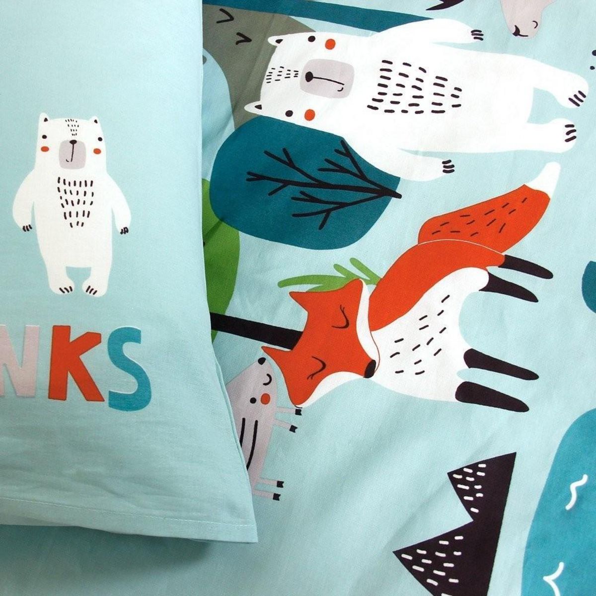 COTE DECO Housse de couette 140x200 Save the planet + taie 100% coton bio 57 fils