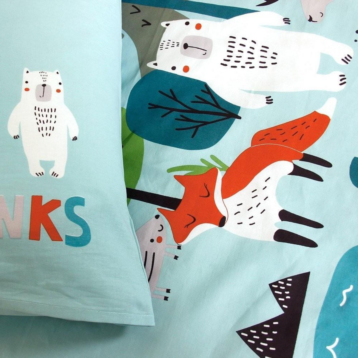 COTE DECO Housse de couette 140x200 Save the planet + taie 100% coton bio 57 fils