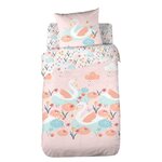 COTE DECO Parure de lit enfant Cygne - Coton 57 fils/cm² - 140 x 200 cm - Rose