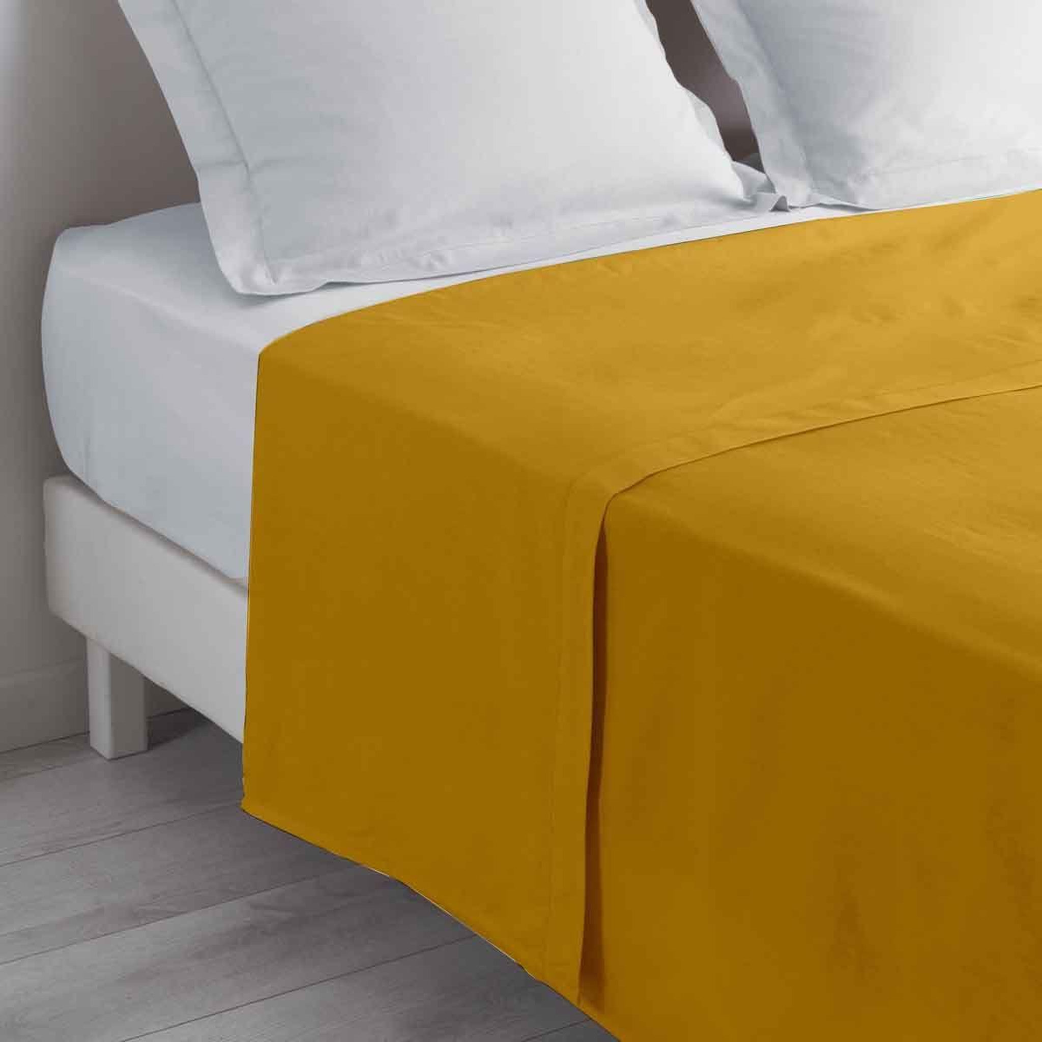 Douceur d'Intérieur Drap Plat en Coton  Biolina  180x290cm Ocre
