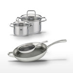 ELO Lot Faitout 12cm & 16cm et Poêles 32cm & 24cm Elo Relief Evolution