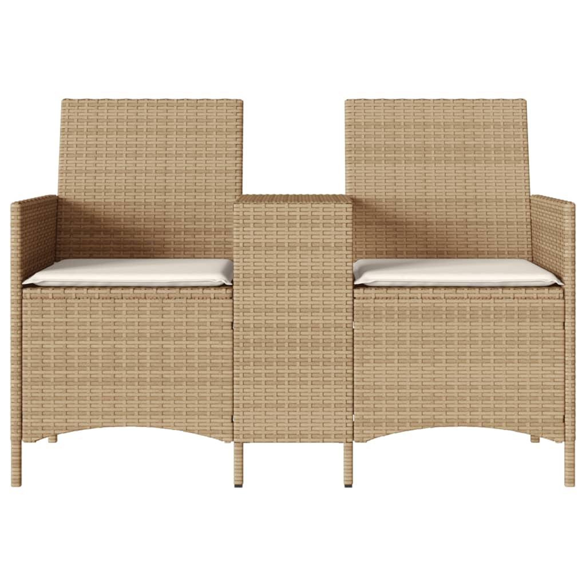 Voir la diapositive 4 : VIDAXL Canape de jardin 2 places avec table et coussins resine tressee