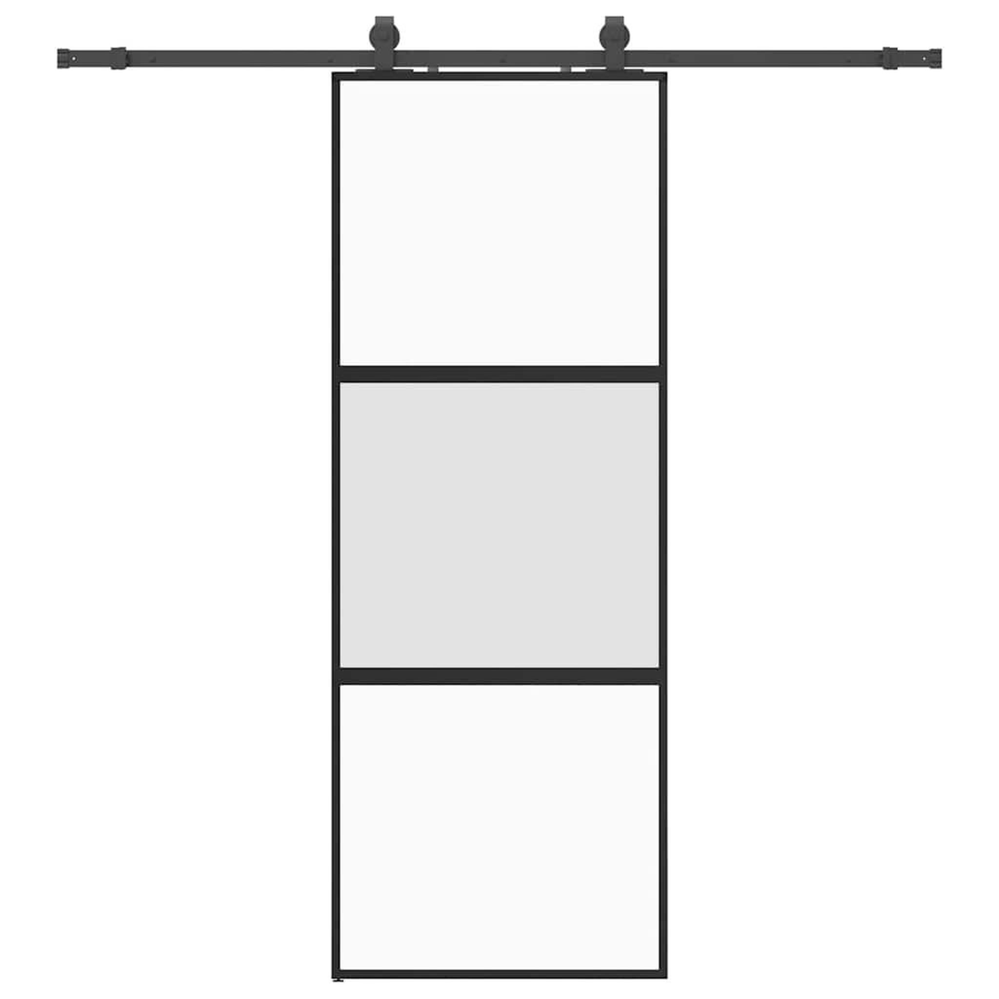 Voir la diapositive 2 : VIDAXL Porte coulissante kit quincaillerie noir 76x205 cm verre trempe