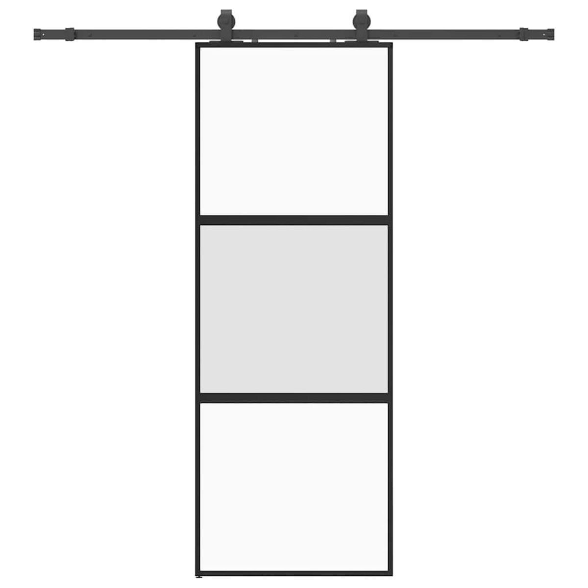 VIDAXL Porte coulissante kit quincaillerie noir 76x205 cm verre trempe