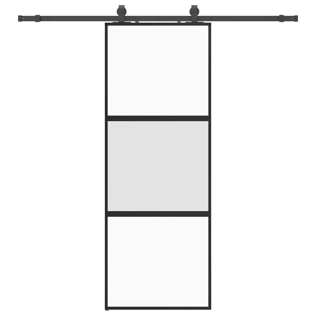 VIDAXL Porte coulissante kit quincaillerie noir 76x205 cm verre trempe