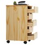 IDIMEX Caisson de bureau LAGOS meuble de rangement sur roulettes avec 5 tiroirs, en pin massif finition vernis naturel