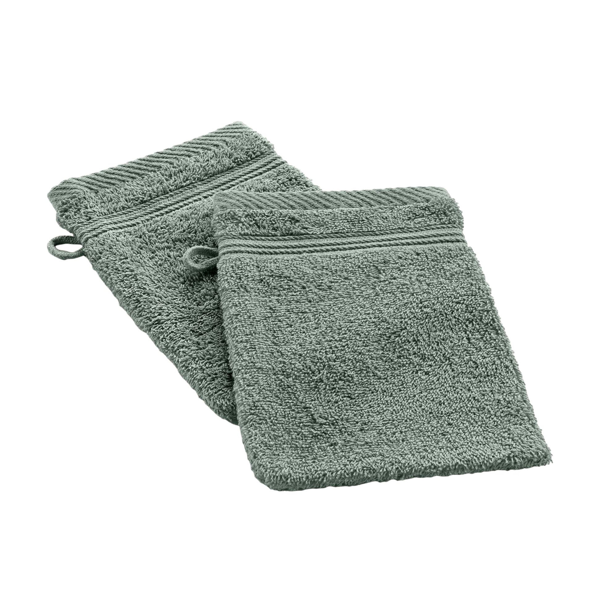 Eden Lot de 2 gants de toilette 15 x 21 cm Tendresse vert cèdre