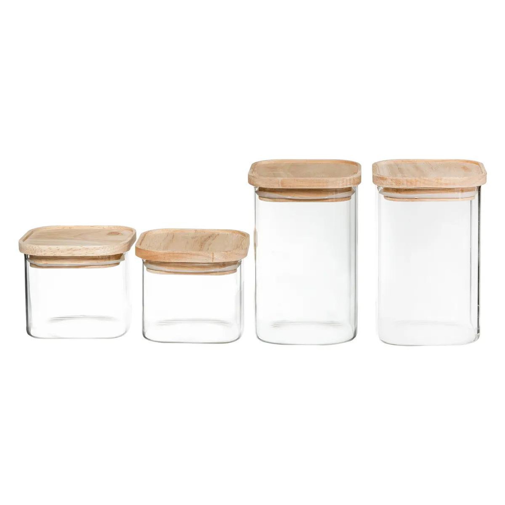 Voir la diapositive 2 : FIVE Lot de 4 bocaux  empilables  15cm transparent