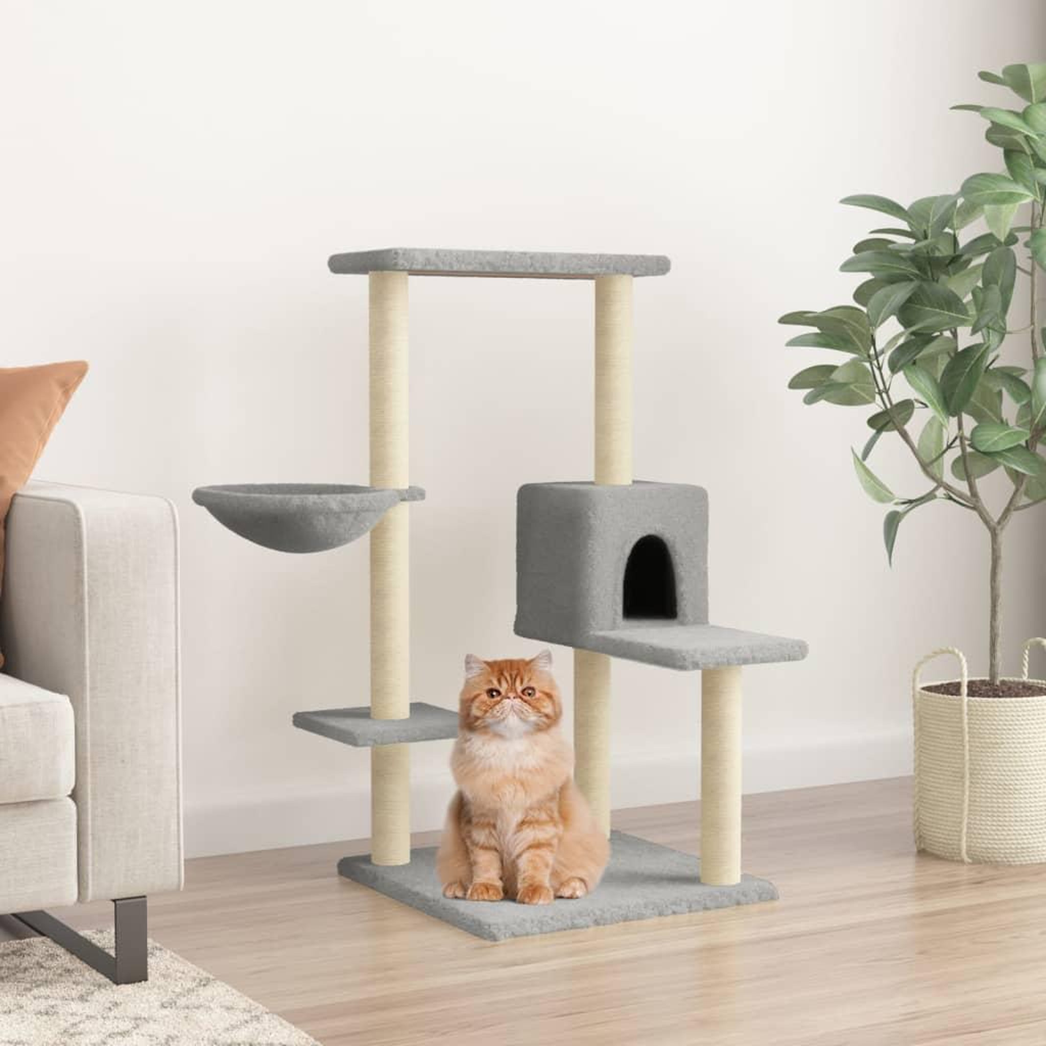 VIDAXL Arbre a chat avec griffoirs en sisal Gris clair 95 cm