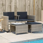 Voir la diapositive 1 : VIDAXL Canape de jardin 2 places avec table tabourets gris clair rotin